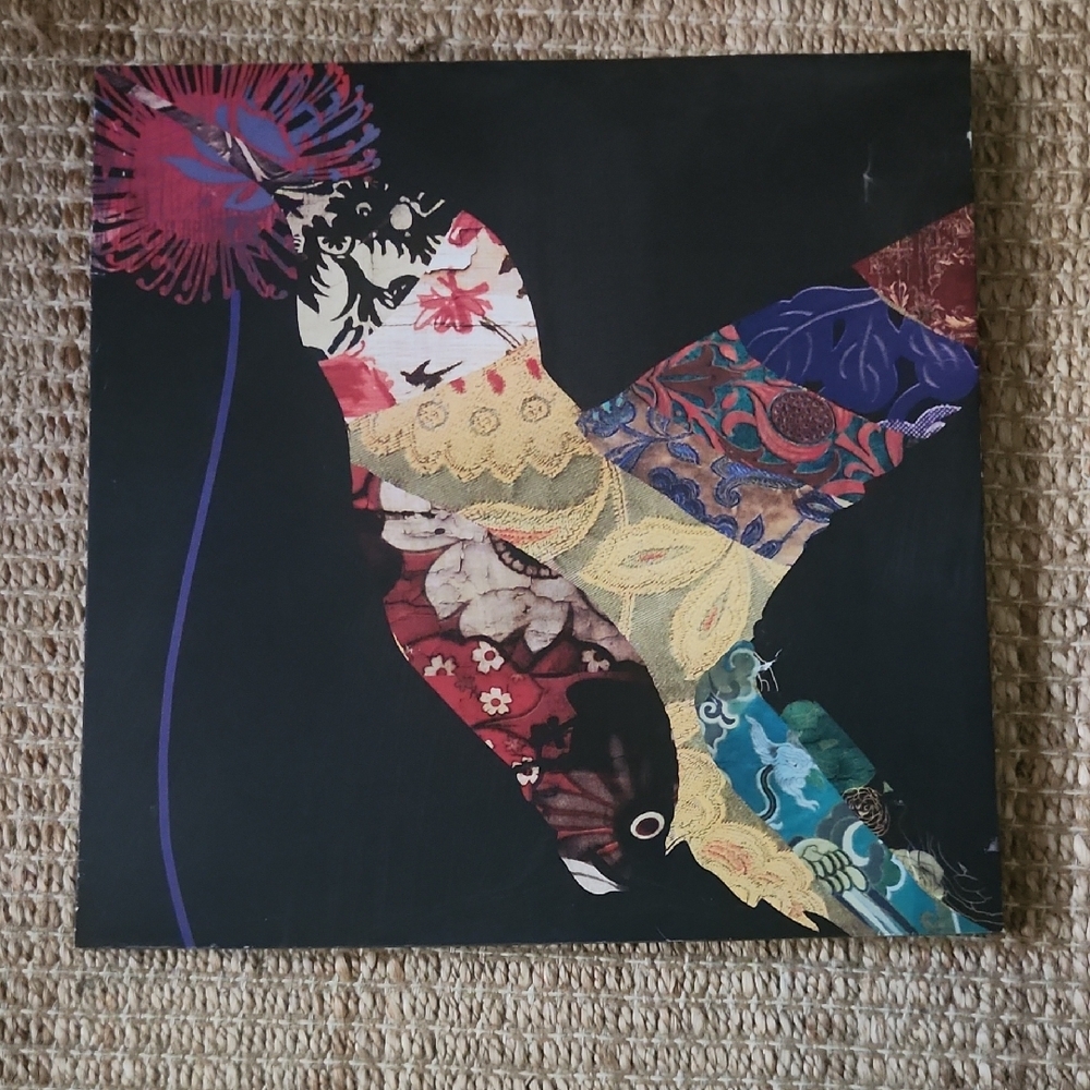 Kirklands Multicolor Patchwork Black Background Nature Bohemian Bird Wall Art